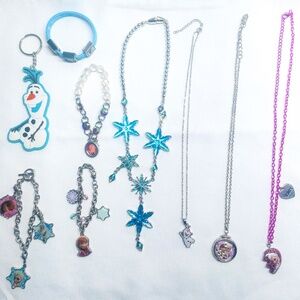 9 PC Frozen Disney Princess Lot Youth Jewlery Necklances Bracelets Keychain